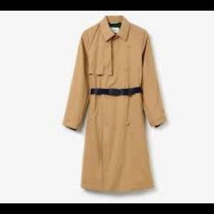 NWT LACOSTE Women's Contrast Belt Beige Trenchcoat / Jacket US 12-EU 44